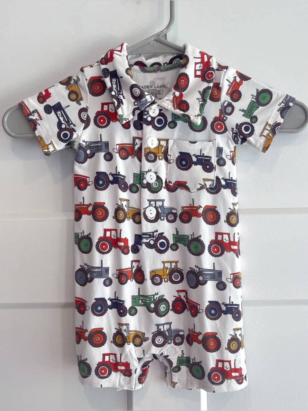 Caden Lane Boy Tractor Prints Romper Size 6-12Month
